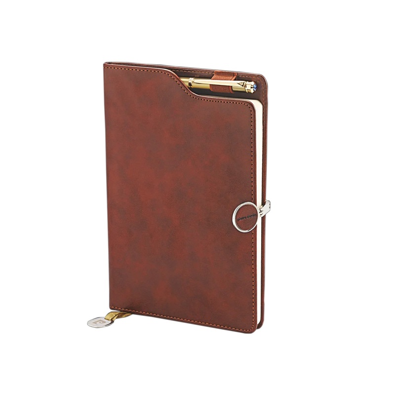 Pierre Cardin Elite Gift Set of Brown Notebook & Gold Ball Pen