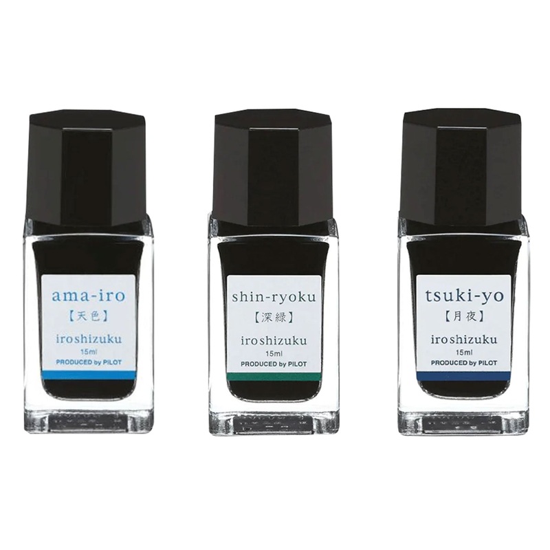 Pilot Iroshizuku 3 Colour Ink Bottle Set - Amairo + Shinryoku + Tsukiyo (15ml)