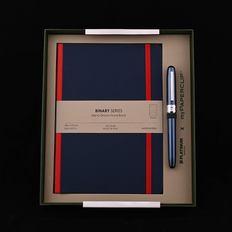 Platinum Gift Set - Plaisir Blue Fountain Pen + myPAPERCLIP Blue Notebook