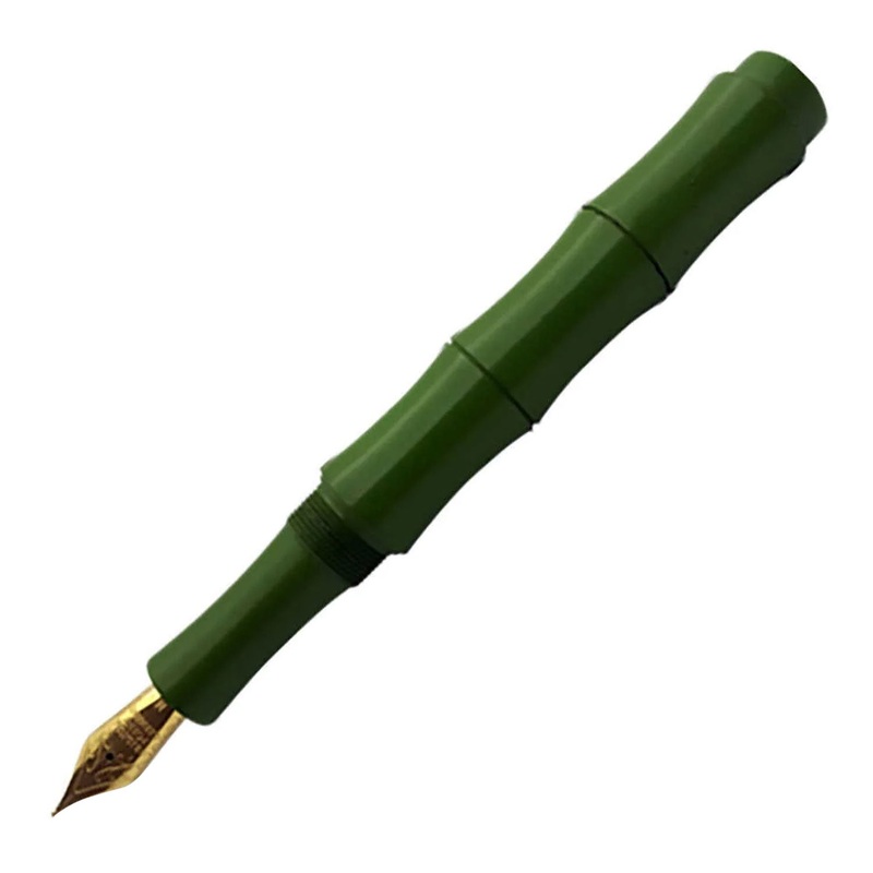 Ranga Bamboo Regular Ebonite Fountain Pen, Solid Grass Green - Steel Nib
