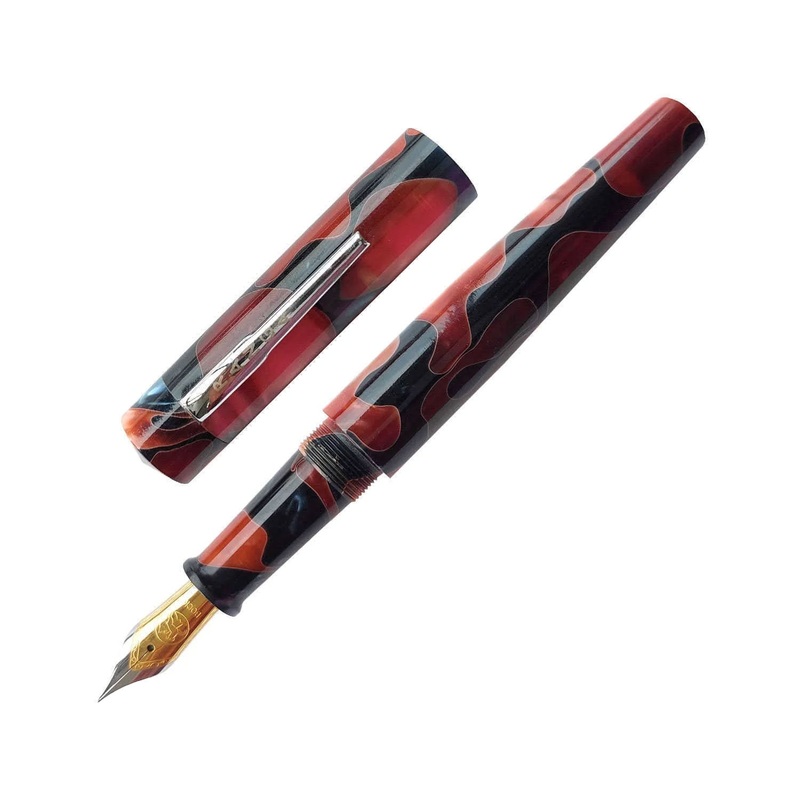 Ranga Model 4 Regular Acrylic Fountain Pen, Brown Swril - Steel Nib