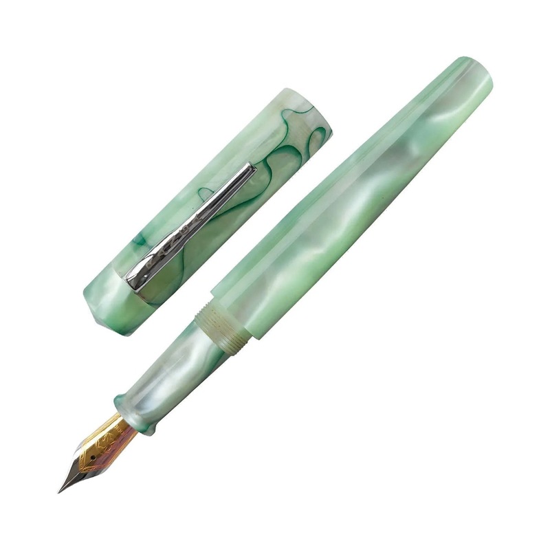 Ranga Model 4 Regular Acrylic Fountain Pen, Pale Green With Green Line - Steel Nib