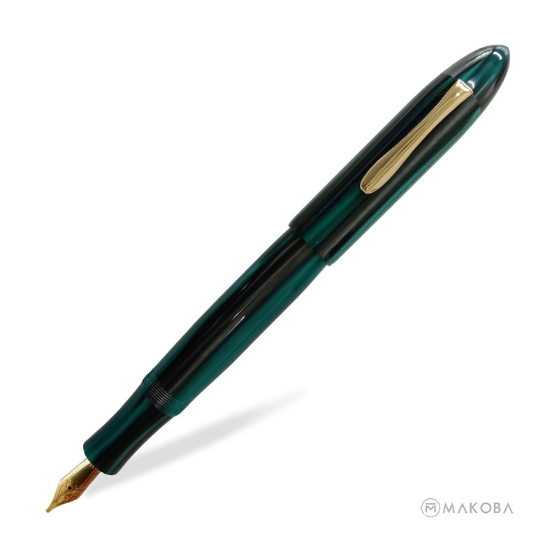 Ranga Splendour Torpedo Premium Acrylic Fountain Pen, Green Stripes - Steel Nib