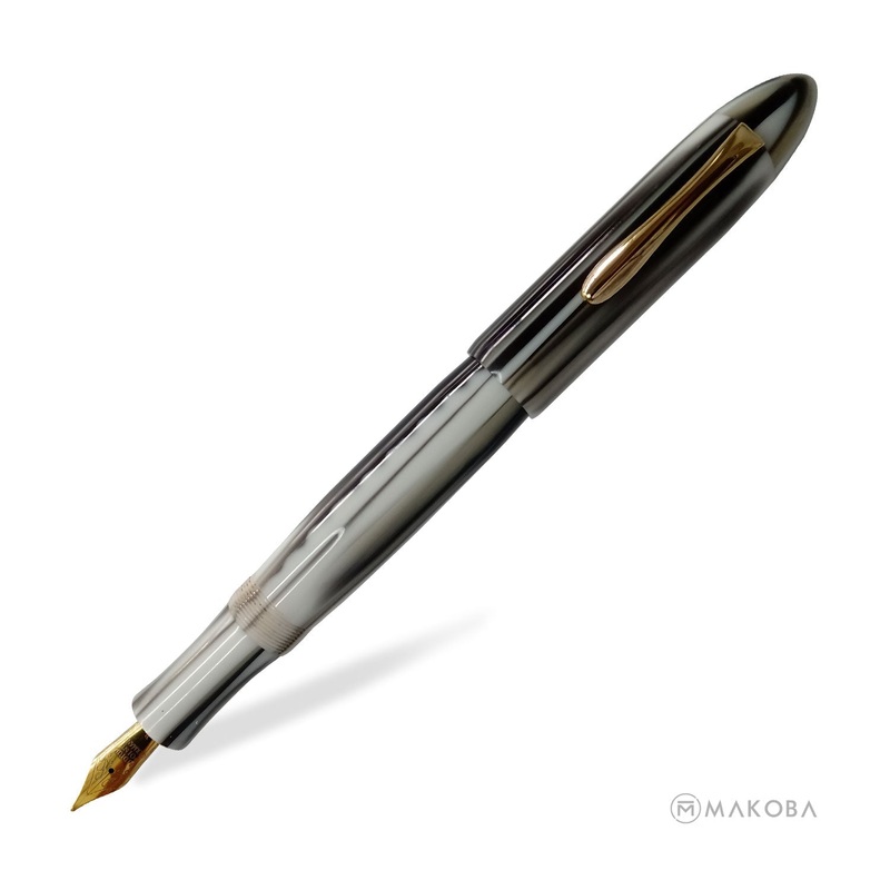 Ranga Splendour Torpedo Premium Acrylic Fountain Pen, White Black Stripes - Steel Nib