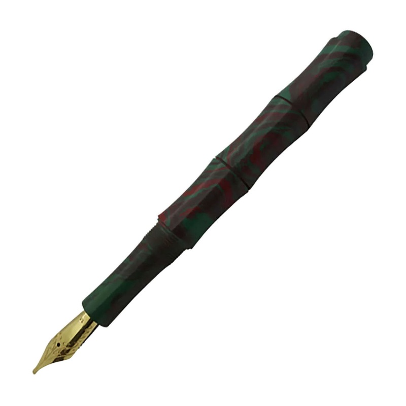 Ranga Thin Bamboo Premium Ebonite Fountain Pen, Green Pale Pink - Steel Nib