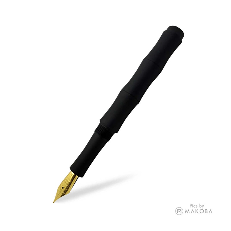 Ranga Thin Bamboo Regular Ebonite Fountain Pen, Solid Matte Black - Steel Nib