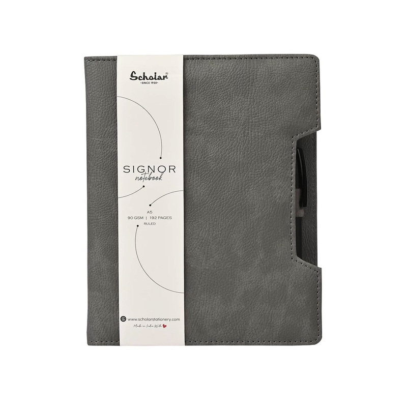 Scholar Signor Grey Notebook - A5, Ruled