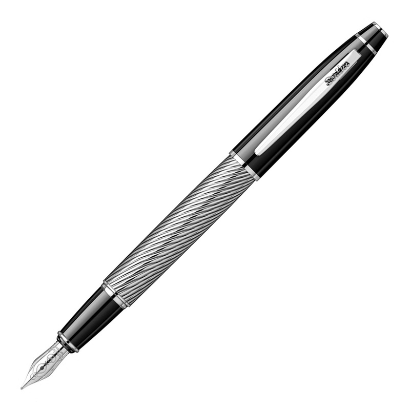 Scrikss Noble 35 Fountain Pen - Black Chrome Spiral CT