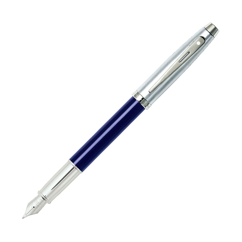 Sheaffer 100 Fountain Pen - Blue & Brushed Chrome