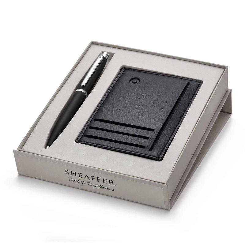 Sheaffer VFM Ball Pen Combo Gift Sets, Matte Black + Card Holder