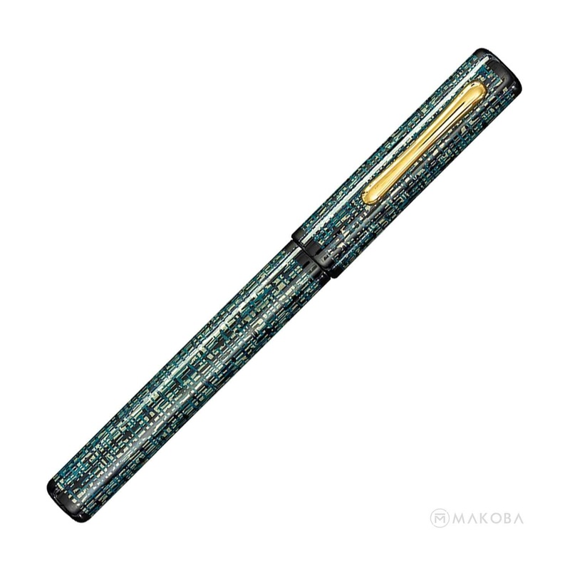 Taccia Tweed Limited Edition Fountain Pen, Turquoise Black - 14K Gold Nib